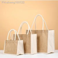 DIY Blank Grocery Handbag Jute Burlap Tote Bags Large Capacity Women Girl Foldable Travel Storage Organizer with Handles