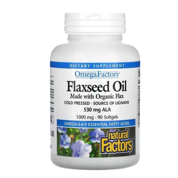 Natural Factors Omegafactors Flaxseed Oil 1000 Mg 90 Softgels 180 Softgels360 Softgels 1249