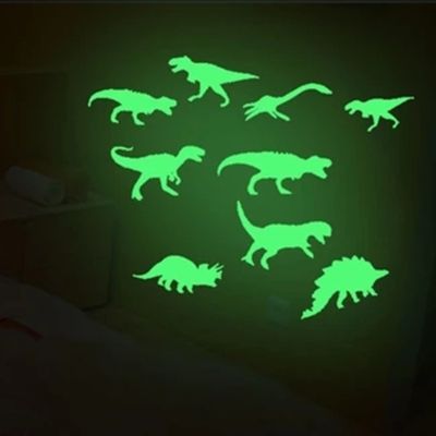 ✴ 9/8Pcs Glow In The Dark Dinosaur Luminous Stickers Stereo 3D Fluorescent Wall Stickers Fun Sticker For Kids H88F