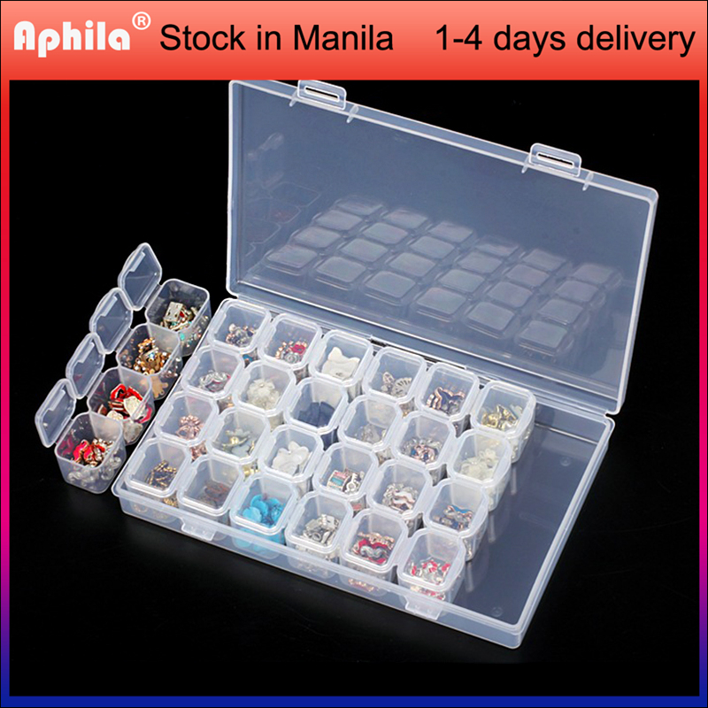 28 Grids Clear Small Parts Storage Boxes Gem Beads Container Organizer Case 