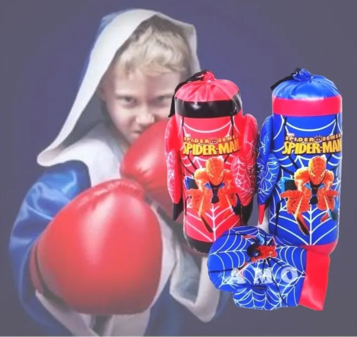Spiderman Superman Boxing Sandbag Punching Bag Set For Kids With Boxing