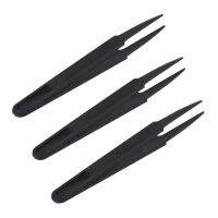 3X Black Plastic Anti-Static Tweezers Repair Tool