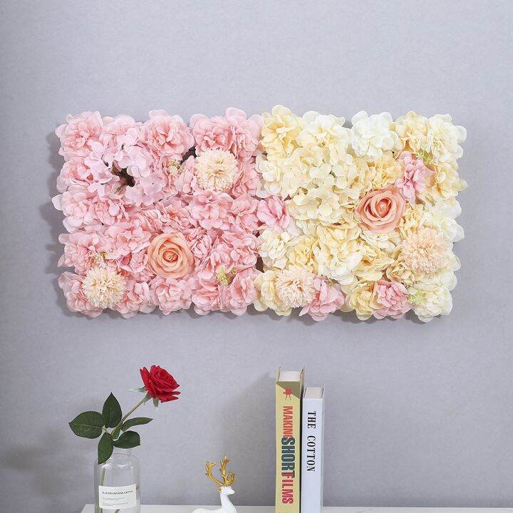 ayiq-flower-shop-2ชิ้น35x35เซนติเมตรประดิษฐ์ดอกกุหลาบผนังแผงไฮเดรนเยียดอกโบตั๋นพื้นหลังผนังเด็กอาบน้ำหน้างานแต่งงานตกแต่งดอกไม้