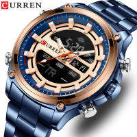 CURREN Casual Dual Display Sporty Wristwatches for Men NEW LED Chronograph Alarm Watch Fashion Quartz Luminous Stainless Steel