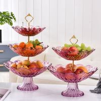 2/3 Tiers Plastic Plate Fruit Bowls Decorative Party Desserts Holder Nuts Candy Display Stand Serving Tray for Home Party