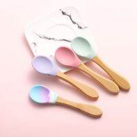 【cw】 Feeding Spoons Handle Silicone for Baby Utensils Kid Feeder Flatware Food Tableware 【hot】