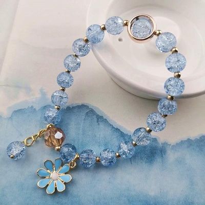 Elegant Fashion Crystal Flower Beaded Bracelet for Women Sen Bangle Ins Popular Design Crystal Bracelet Jewelry Pulseras pulsera