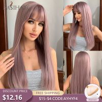 ✣♝◙ EASIHAIR Long Straight Purple Synthetic Wigs with Bangs for Women Daily Cosplay Natural Hair Wigs Heat Resistant Fiber Wig