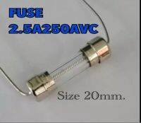 แพ็ค5ตัว FUSE 2.5A 250V หลอดแก้ว20มิล ใส้เกลียวใหญ่แบบขาดช้า ฟิวส์หางหนู อุปกรณ์อิเล็กทรอนิกส์ อุปกรณ์รับและขยายาเสียงของดี-จากญี่ปุ่น