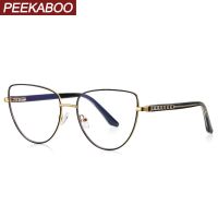 Peekaboo Green Black Cat Eye Glasses Frame Women CP Acetate Fashion Glasses Anti Blue Light Female Hot Selling High Quality