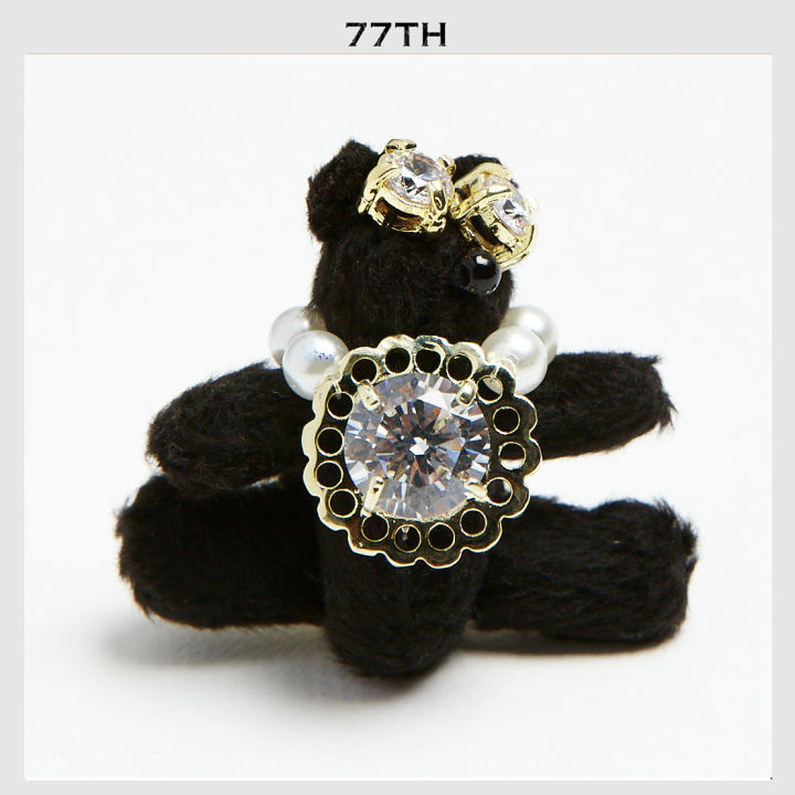 77th-teddy-bear-ring-แหวนทองเหลืองประดับตุ้กตาหมี