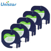 【Bestseller】 【HOT SALE】 【100%-original】 Unistar 5ชิ้นใช้ได้กับ Dymo Letratag 12มม. เทปเครื่องพิมพ์ฉลากสำหรับ DYMO ติดฉลากสีดำบนกระดาษสีขาว91330 91200 91220