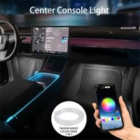 สำหรับ Tesla แผงคอนโซลตรงกลางแสงนีออนหลอดรุ่น3รุ่น Y 2019-2023 Rgb ไฟแถบไฟ Led ภายในด้วย App ควบคุม