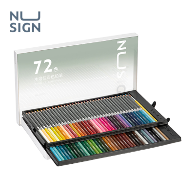 Nusign ดินสอสีไม้ สีไม้ สีไม้ระบายน้ำ แท่งยาว เนื้อสีเข้ม ผสมสีสวย สีสันสดใส แถมฟรีพู่กันภายในกล่อง จำนวน 48 สี 72 สี