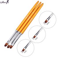 Monja 3pcs Nail Art Metal Handle Acrylic UV Gel Extension Building Petal Flower Painting Drawing Brush Manicure Tools Artist Brushes Tools