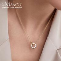 ▼☫ eManco 316L Stainless Steel two-color pendant Necklaces For Women Chokers Trend Fashion Festival Party Gift Jewelry