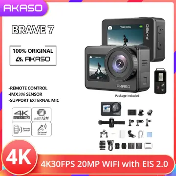 AKASO V50 Pro Native 4K30fps 20MP WiFi Action Camera with EIS Touch Screen  100 feet Waterproof Camera Web Camera Support External Mic Remote Control  Sports Camera with Helmet Accessories Kit Gray