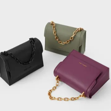 Charles and keith chain online link embossed crossbody bag