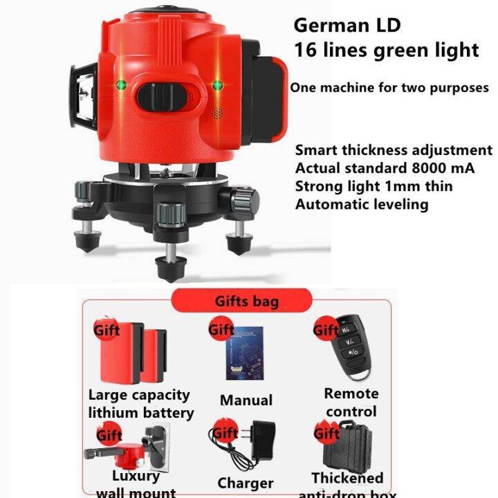 12-16เส้น3-4d-ระดับเลเซอร์ปรับระดับตัวเอง360แนวนอนและแนวตั้งกากบาทที่มีประสิทธิภาพสูงระดับเลเซอร์สีเขียว