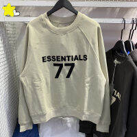 23FW คลาสสิก Flocking โลโก้ ESSENTIALS 77เสื้อผู้ชายผู้หญิง1:1ที่มีคุณภาพที่ดีที่สุดเหล็กสีเทาข้าวสาลี P Ullovers ขนาดใหญ่เสื้อกันหนาวหมวก