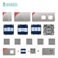 BSEED สวิทช์สัมผัส123แก๊ง12Way ผนังแผงกระจกประเภท-C USB ซ็อกเก็ตสหภาพยุโรปพลังงาน Outlest ฟังก์ชั่นชิ้นส่วน DIY รวมกัน