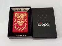 ZIPPO 80966   FIREMAN  SKULL DESIGN  RED MATTE LASER ENGRAVE   สีแดงเมทาลิค  ลายแบบเลเซอร  ของใหม่ไม่ผ่านการใช้งาน  มาพร้อมกล่องตรงรุ่น  รับประกันของแท้นำเข้า