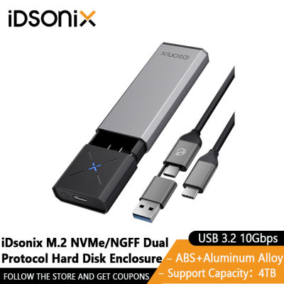 IDsonix NVMe เคส SSD กล่องฮาร์ดดิสก์โปรโตคอลคู่ M.2 Nvme/ngff เคส SSD ภายนอกกล่องฮาร์ดดิสก์ USB-C รองรับ PD60W M-Key/b & M-Key