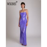 【HOT】♝☒卍 WXIBEI Sleeveless Backless Lace-up Pleated Luxury Evening Dresses FC902