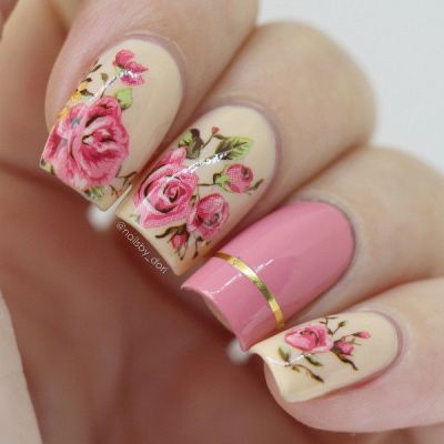 2 Sheets Nail Art Water Decal Rose Flower Design Transfer Stickers Manicure