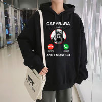 Funny Anime Capybara Is Calling and I Must Go Printed Manga Hoodie Men Hooded Sweatshirt Oversized Cotton Tracksuit Size XS-4XL