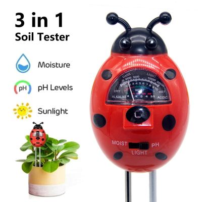 【Versatile】 น่ารัก L Adybug ดิน PH Tester 3 In 1 PH ความชื้นความเป็นกรดทดสอบดินทดสอบความชื้นเมตรดินทดสอบชุดสำหรับดอกไม้
