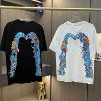 2023 summer god of fortune dragon brocade carp big M printing easy leisure lovers short-sleeved cotton round collar and a half sleeve T-shirt male tide