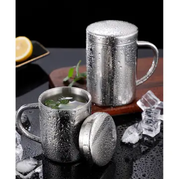 Double Layer Anti-scalding Stainless Steel Cups Plastic Handle Coffee Milk  Mug Tea Drinks Water Cup