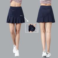 ♀ Tennis badminton clothing womens summer quick-drying running skirt fitness sports hakama fake two-piece pleated skirt