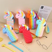 Excellent Unicorn Silicone Pencil bag Pencil case Macaroon for Girls School Supplies School Stationery Pencil Cases Boxes