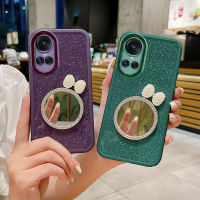 เคสโทรศัพท์OPPO Reno10 Reno10 Pro Reno10 Pro+ Reno8 T 5G ใหม่2023เลนส์กล้องถ่ายรูปโทรศัพท์ดีไซน์ฟิล์มติดไฟรถพร้อมกระจกแต่งหน้าน่ารักปลอกอ่อน เคสOPPO Reno10 Pro 5G