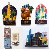 ™◑△ Islamic Center of Arab States Qatar Fridge Magnets Camel Tourism Souvenir Magnetic Refrigerator Sticker Resin Collection Decor