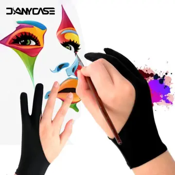 Two Finger Artist Glove 6PCS, Anti Smudge Drawing Glove for