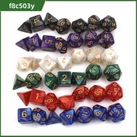 F8C503Y 7Pcs/set 7-Die ลูกเต๋า DND D4 D6 D8 D10 D12 D20 เกมตาราง ลูกเต๋าเกม หลายเหลี่ยมเพชรพลอย อะคริลิค ลูกเต๋าหลายด้าน TRPG DND