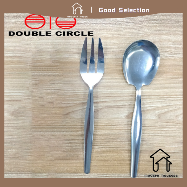 Double Circle Stainless Steel Serving Fork Oversize Thick Serving Fork