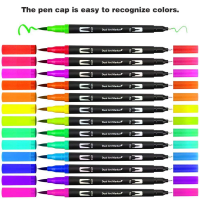 60สี Art Markers เคล็ดลับคู่แปรงระบายสี Fineliner ปากกาสีน้ำ Marker สำหรับการประดิษฐ์ตัวอักษรการวาดภาพ Sketching สมุดระบายสี