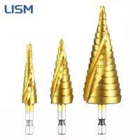 HSS Spiral Grooved Titanium Coated Step Drill Bit Spiral Flute Hex Shank Wood Metal Hole Cutter Universal Power Tools 4-12/20/32 Drills Drivers