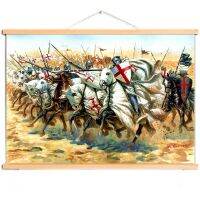 1ชิ้น The Crusades Art โปสเตอร์และภาพพิมพ์-Vintage Templar Knights ผ้าใบเลื่อนภาพวาดไม้แกน,ที่ไม่ซ้ำกันผนังแผนภูมิสำหรับตกแต่งบ้าน