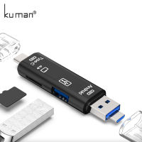 Kuman 2.0 OTG การ์ดรีดเดอร์ USB Microusb Typec อินเตอร์เฟซที่มีช่องบัตร TF Micro SD USB แฟลชตัวอ่านการ์ดความจำสำหรับ Y211โทรศัพท์