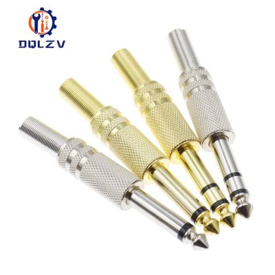 Gilding 6.35MM Jack Plug Male Mono Audio Connector Adapter 1/4Inch Male Soldering Audio Stereo Connectors