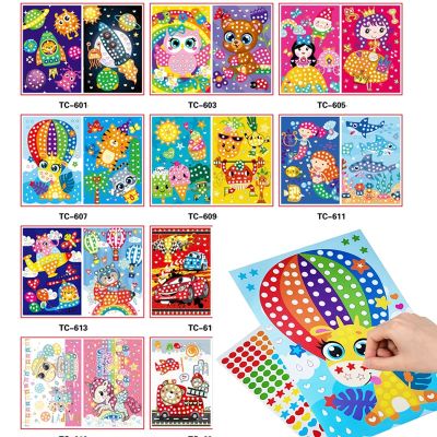 DIY Colorful Dot Mosaic Puzzle Stickers Cartoon Animal Primary Learning Creative Educational Toys For Children Kids Games Gift