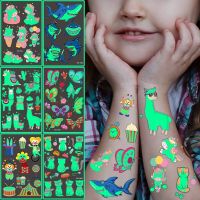 Luminous Temporary Fake Tattoo Stickers Unicorn Cartoon Glow Stationery Sticker Kids Child Body Art Stickers Labels