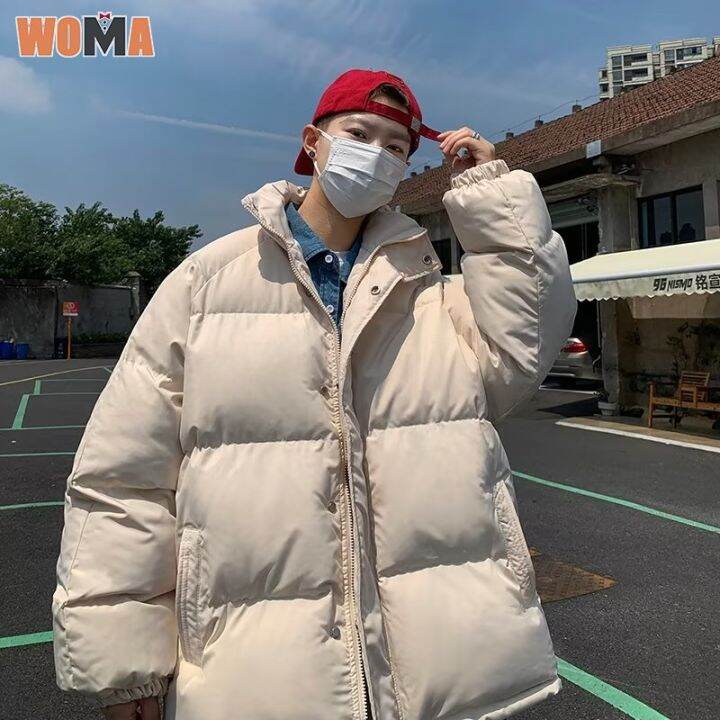 woma-เสื-้อหนาว-เสื้อแจ็คเก็ตกันหนาวชาย-แจ็คเก็ตผ้าฝ้ายลงสําหรับผู้ชาย-เสื้อโค้ทผู้ชายหนาขึ้นในฤดูหนาว-เสื้อผ้าบุรุษฤดูหนาวที่มีสไตล์-เสื้อโค้ทผ้าฝ้ายหนาขึ้น