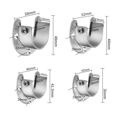 1 Buah Batang Tirai Rel Lemari Shower Gorden Lemari Baja Tahan Karat Bentuk U Batang Lemari Soket Tiang Penyangga Ujung Flens