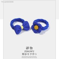 ❇ Blue Flower Bow Hair Rope Hair Tie Ins Fashion Back of Head Ponytail Elastic Hair Bands Hair Accessories for Women Girl Headwer